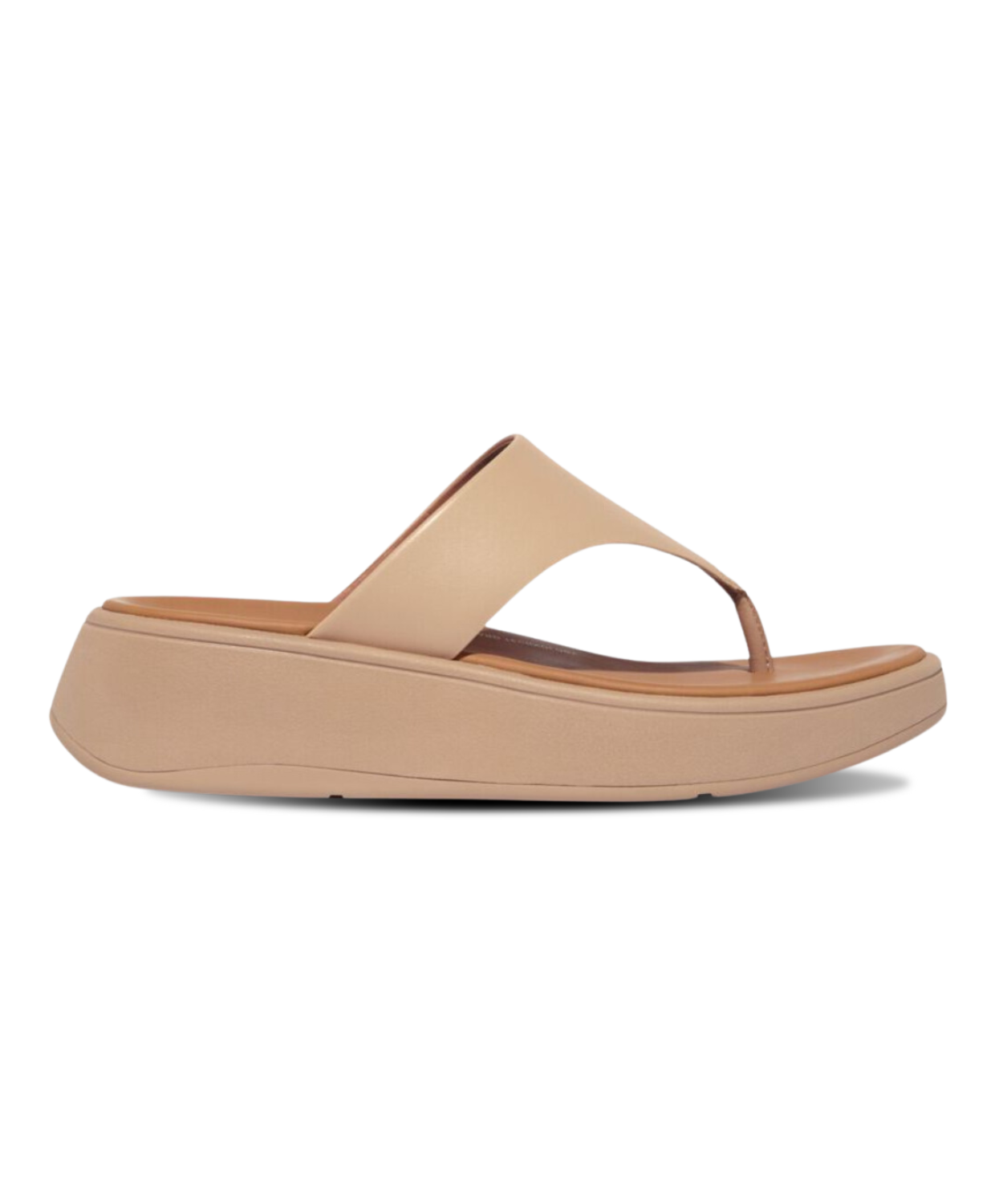 FitFlop F-Mode Leather Flatform Toe Post Latte Beige