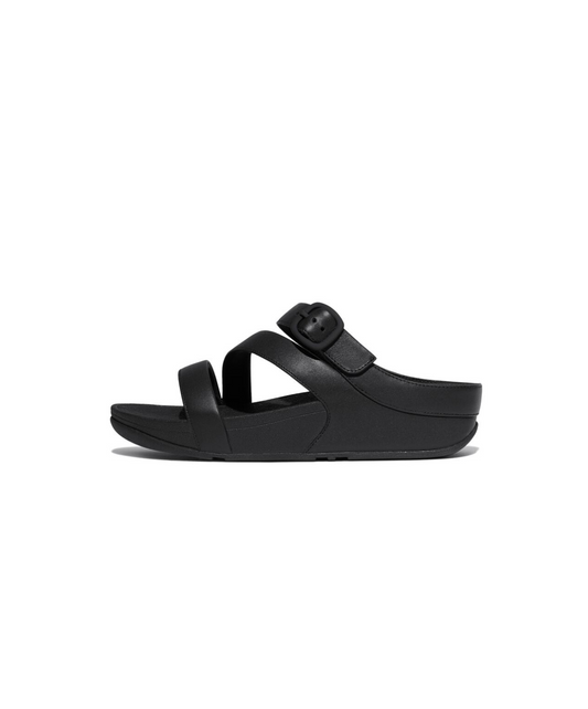 FitFlop Skinny II Z Strap Leather Slide Black