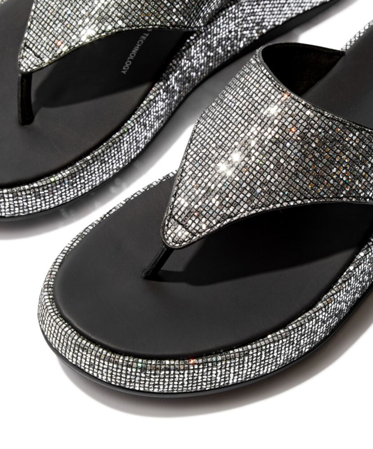 Fitflop F-Mode Glitterball Flatform Toe-Post Sandals Silver