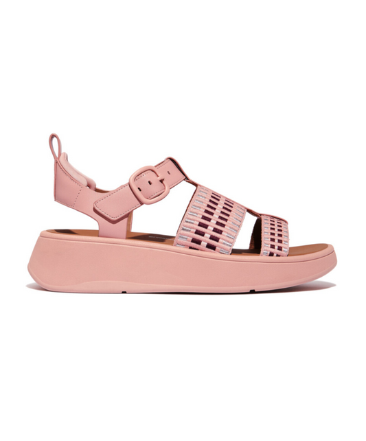 Fitflop F-Mode Leather/Webbing Flatform Fisherman Blush Sandals