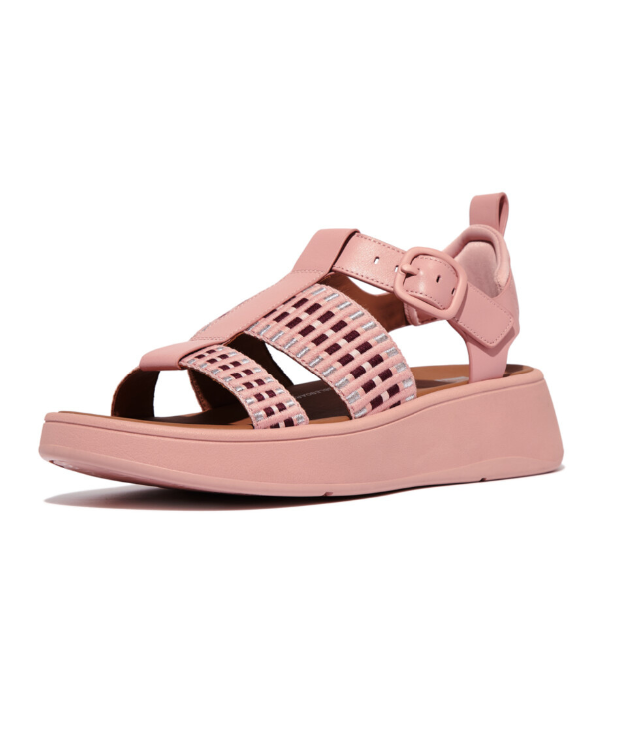 Fitflop F-Mode Leather/Webbing Flatform Fisherman Blush Sandals