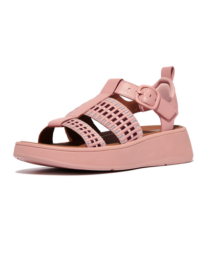 Fitflop F-Mode Leather/Webbing Flatform Fisherman Blush Sandals