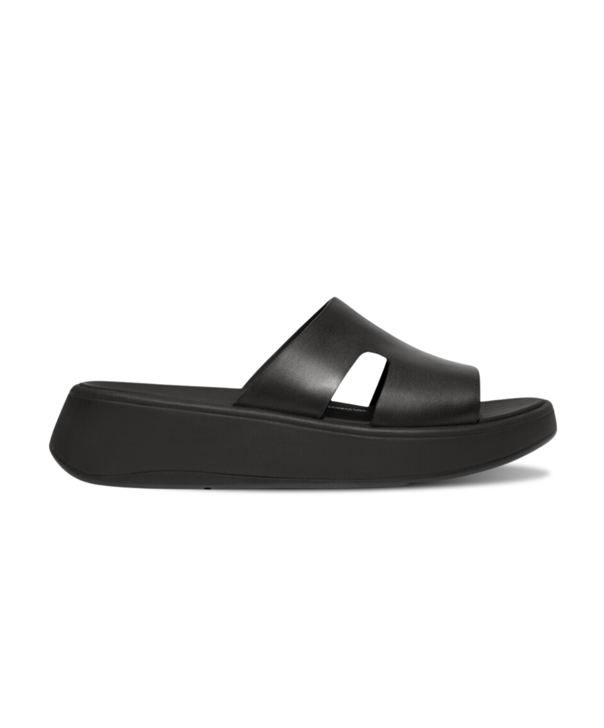 Fitflop F-Mode Raw Edge Flatform H-Bar Slides Black