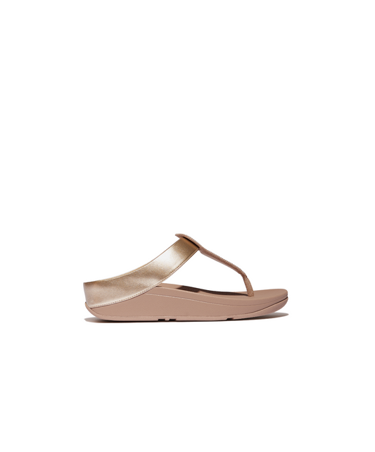 FitFlop Fino Crystal Detail Metallic Toe Post Sandal Latte Beige