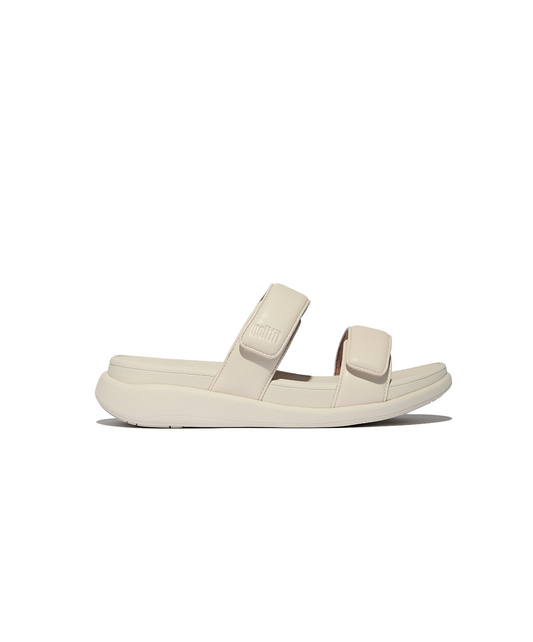 FitFlop F-Mode Go Adjustable Flatform Two Bar Slides Beige